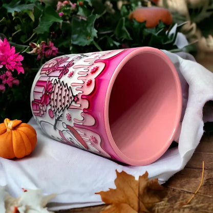 Coffee Mug Featuring Ghost Design and Pumpkin Motif