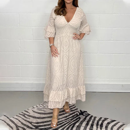 Chic Midi Dress with Ruffle Sleeves for Effortless Elegance