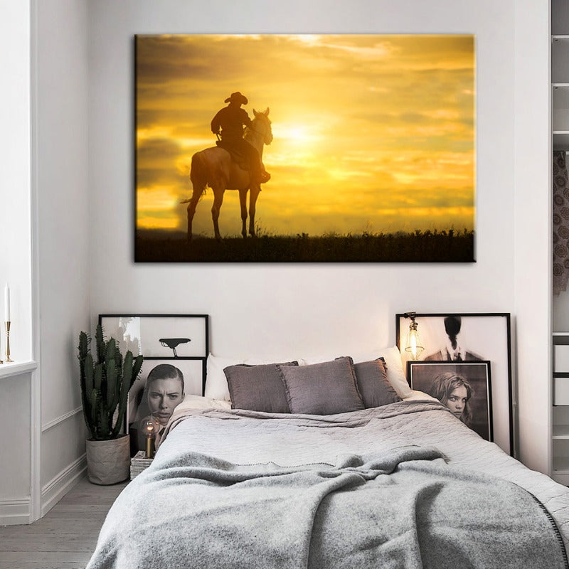 Rustic Charm - Cowboy and Horse Canvas Art Print