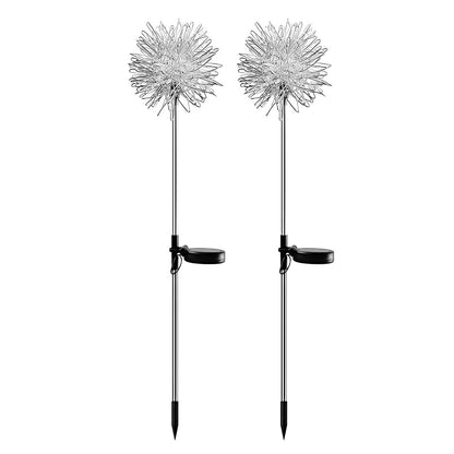 Set of 2 Solar-Powered LED Lawn Lights - Waterproof Dandelion Flower Decor
