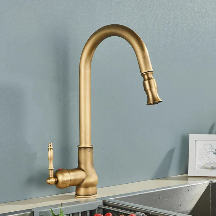 Antique Brass Kitchen Faucet - Timeless Design