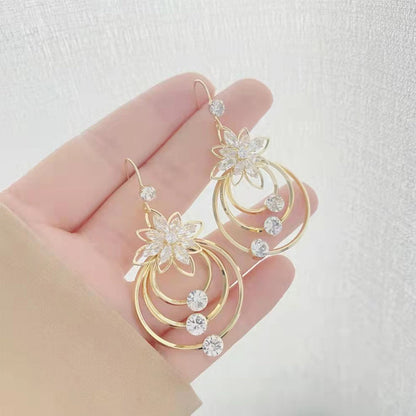 Elegant Gilded Petal Hoop Earrings