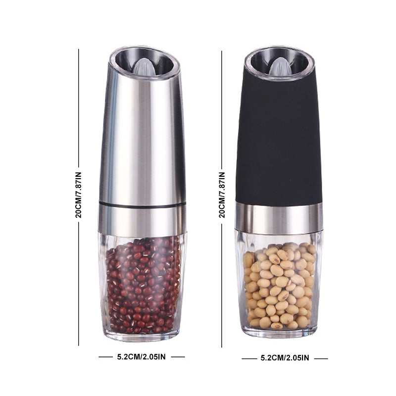 Electric Gravity-Operated Salt and Pepper Mill with Automatic Function