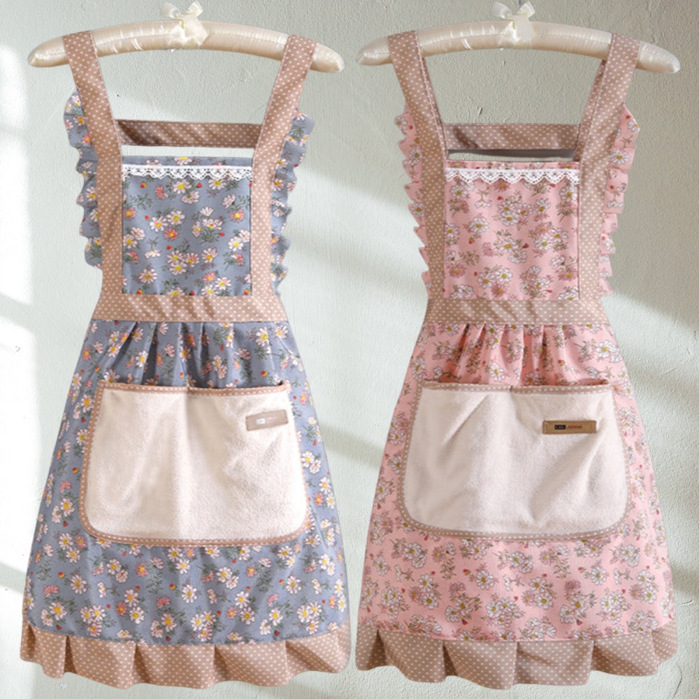 Apron with Floral Design for Kitchen Use