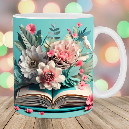 Charming Floral Book Mug for Coffee Lovers - Perfect Gift