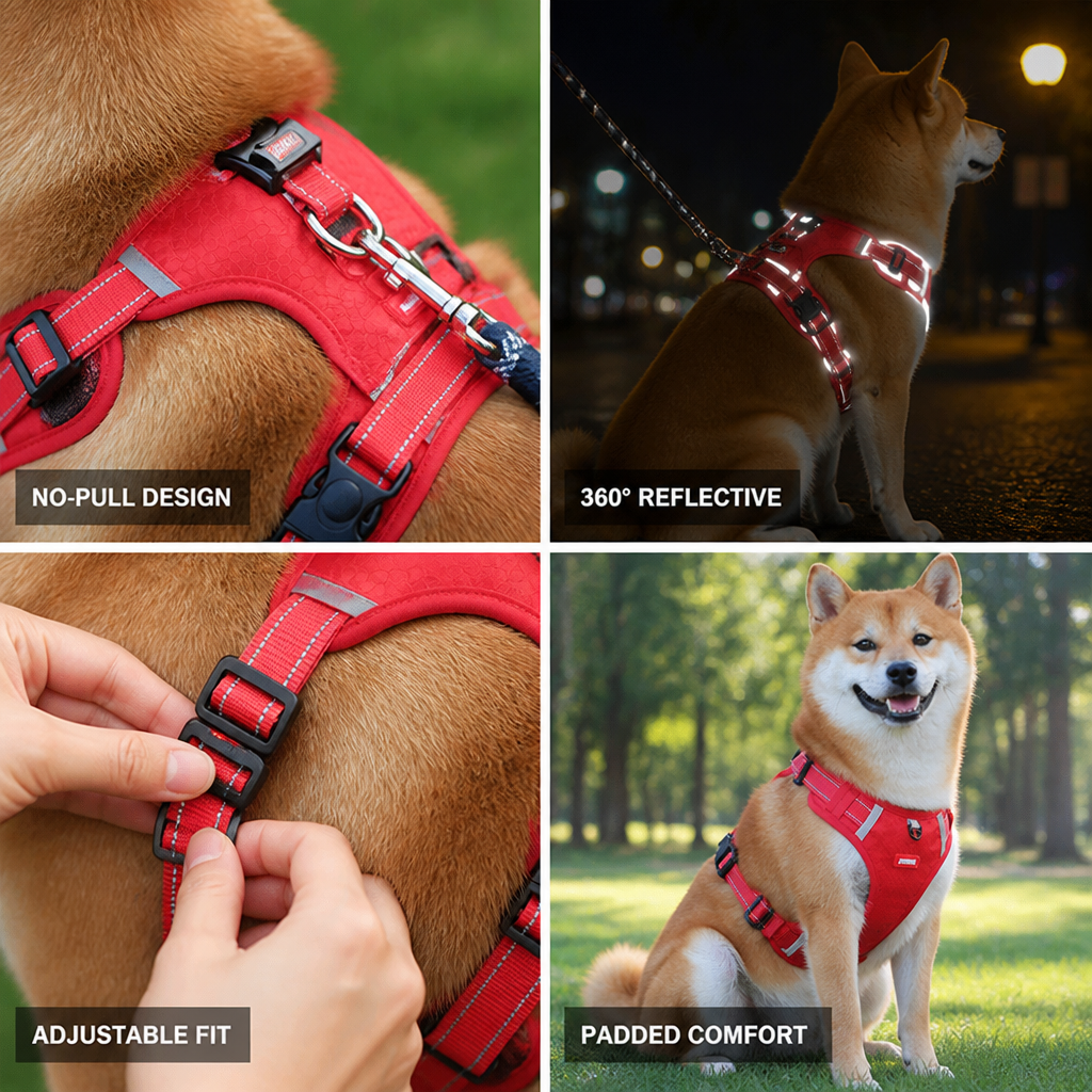 Reflective Comfort Harness for Dogs - No-Pull Design