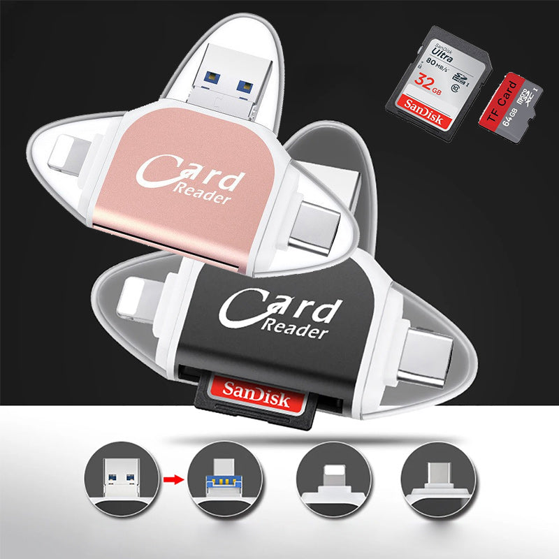 Universal Multiport SD and TF Card Reader – 4-in-1 Adapter