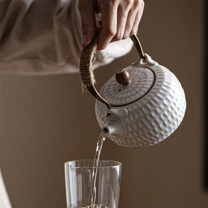 Dimpled White Ceramic Boiler Set