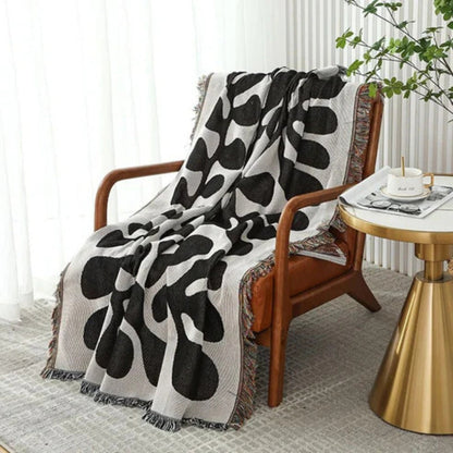 Vintage-Inspired Woven Cotton Throw Blanket
