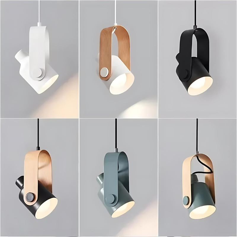 Modern LED Hanging Lamp with Wood Finish - Scandinavian Pendant Light