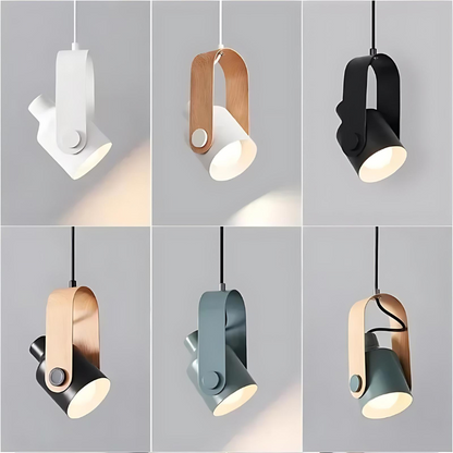 Modern LED Hanging Lamp with Wood Finish - Scandinavian Pendant Light