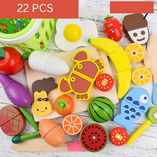 Wooden Cutting Play Set for Kids - Montessori Inspired