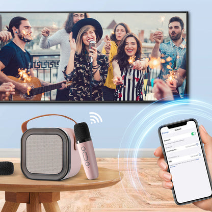 Portable Karaoke System with Dual Wireless Microphones