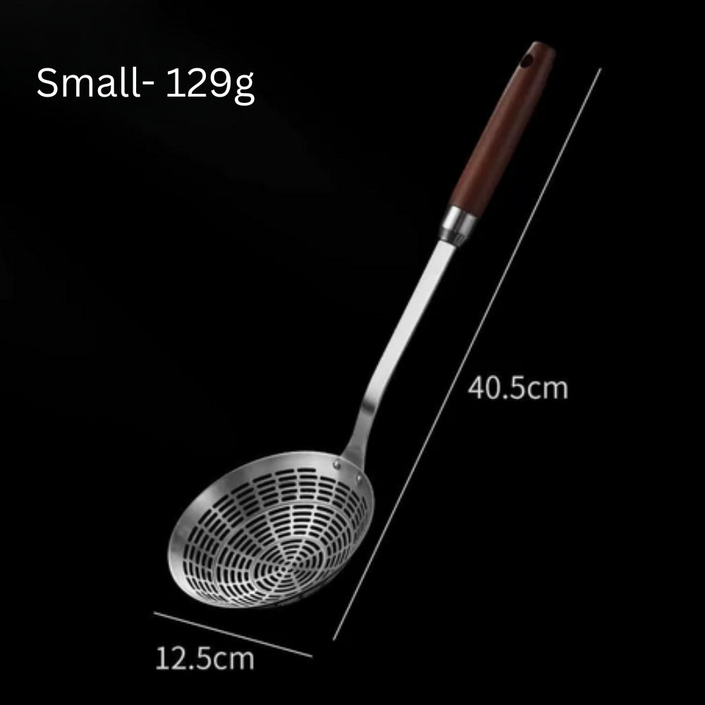 Wooden Handle Ladle with Stainless Steel Strainer