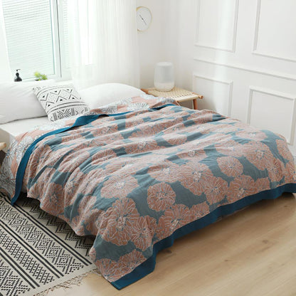 Serene Floral Cotton Throw Blanket for Year-Round Comfort