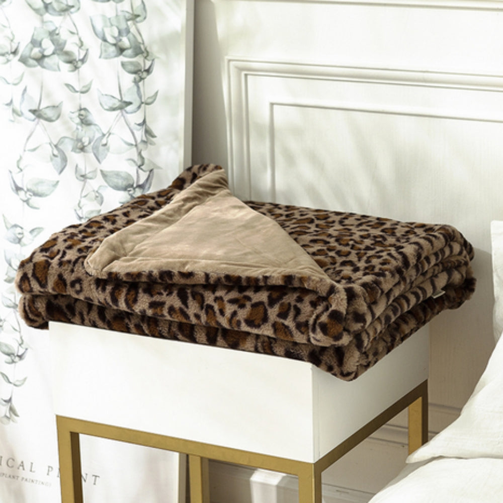 Savanna Luxe Leopard Print Throw Blanket