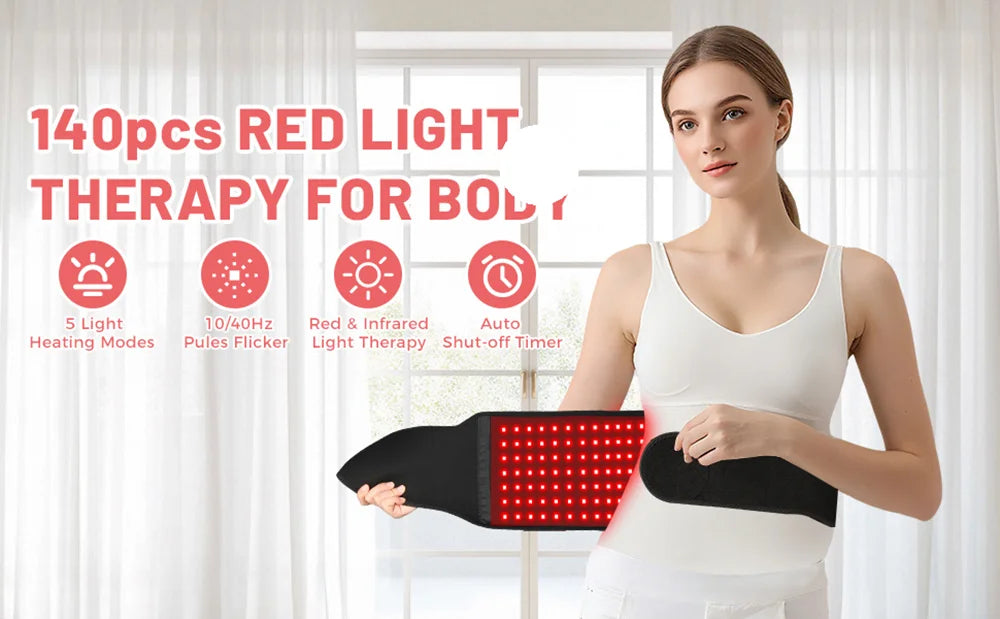 Infrared Light Therapy Wrap for Pain Relief – 660nm & 850nm Belt for Back, Waist, Shoulders & Joints