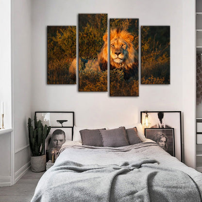 Majestic Sunset Lion - 4-Piece Canvas Artwork