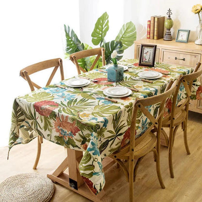 Tropical Leaf Design Cotton Table Cover