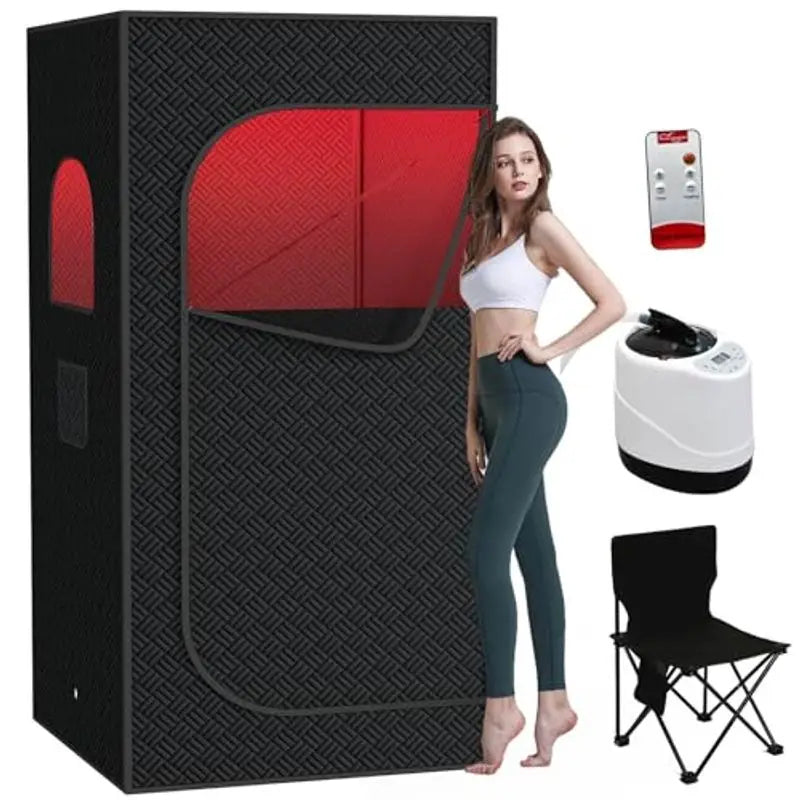 Infrared Home Sauna Tent with 2.5L Steam Generator, Chair, 9 Heat Settings & 99-Minute Timer