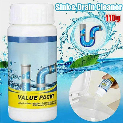 Powerful Drain Cleaner Powder with Active Foam | Eliminates Grease, Hair & Blockages | Odor Neutralization | Ideal for Sinks, Showers & Balconies