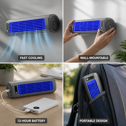 Compact Wall-Mount Air Cooler with 12-Hour Battery Life