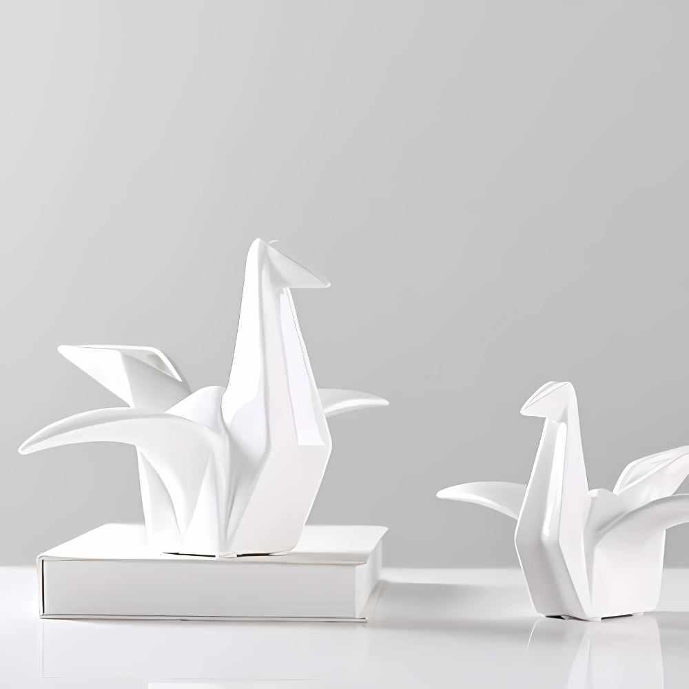 Elegant Origami-Style Ceramic Avian Sculpture
