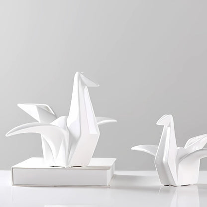 Elegant Origami-Style Ceramic Avian Sculpture