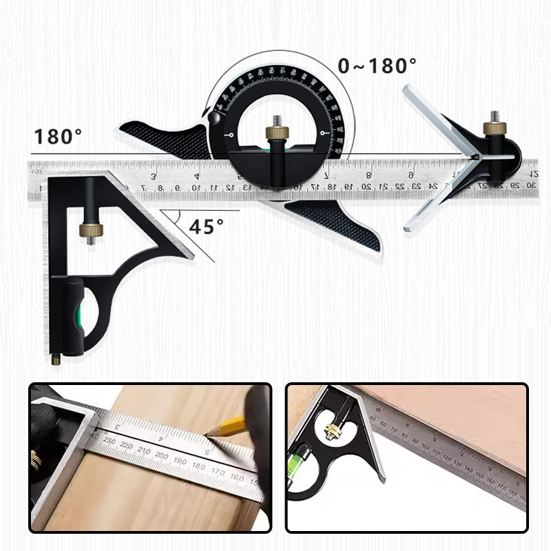 Adjustable Angle Ruler Set | Versatile & Accurate | Stainless Steel & Aluminum