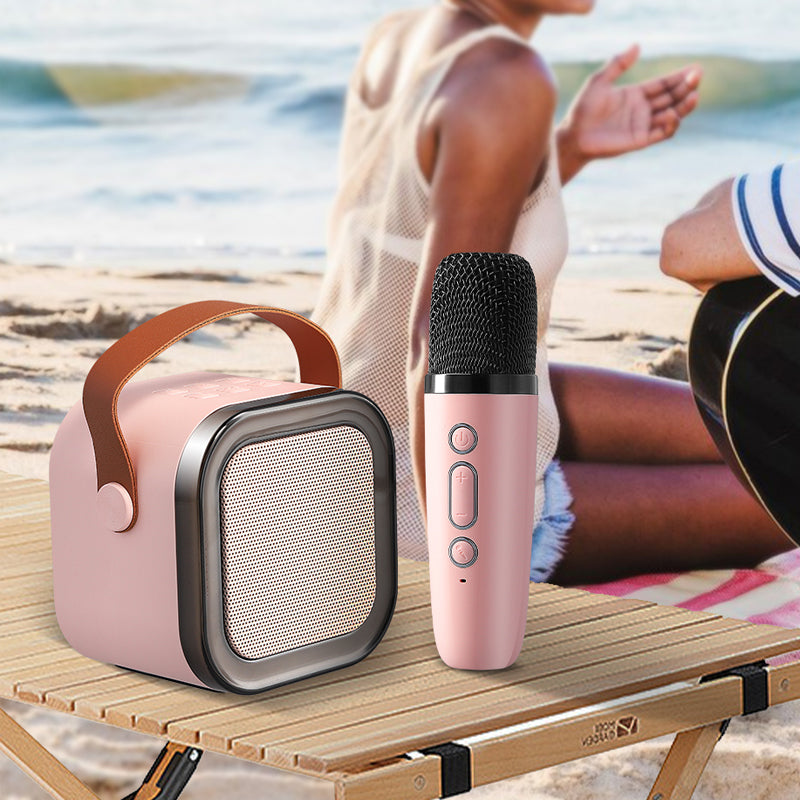 Portable Karaoke System with Dual Wireless Microphones