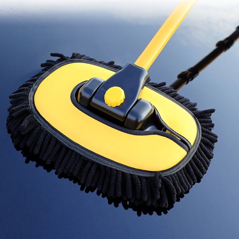 Telescopic Car Wash Mop with 90° Swivel Joint and Microfiber Cover for Roof, Hood, and Windows