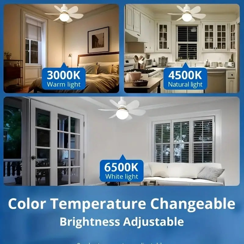 Remote-Controlled 2-in-1 Ceiling Fan Light with E27/B22 Base
