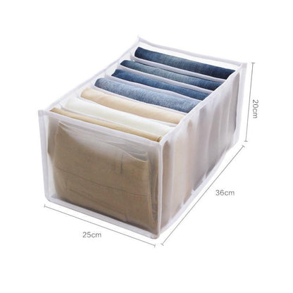 Clothes Organizer with 7-Grid Mesh Dividers for Wardrobe