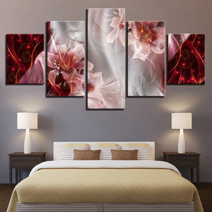Stunning Floral Canvas Split Art - 5 Piece Set