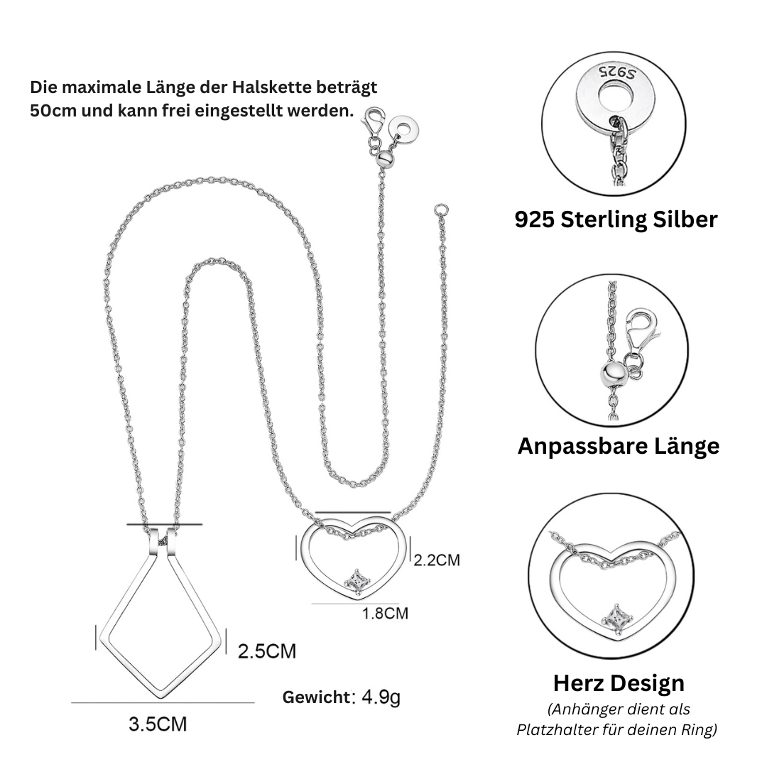 Heart-Shaped Necklace with Ring Holder – Floral Elegance Design