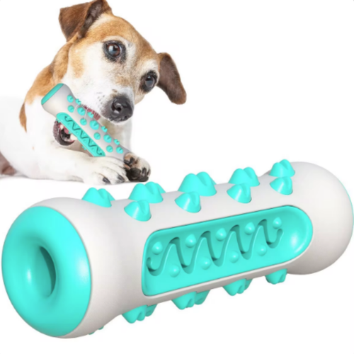 Interactive Rubber Dog Toy with Cleaning Features