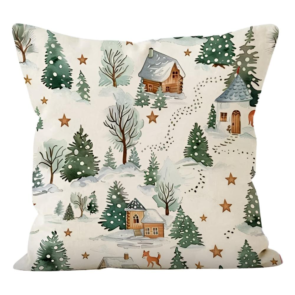 Festive Winter Decorative Pillow Cover