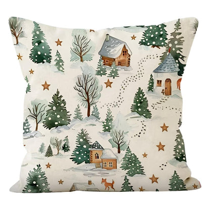 Festive Winter Decorative Pillow Cover