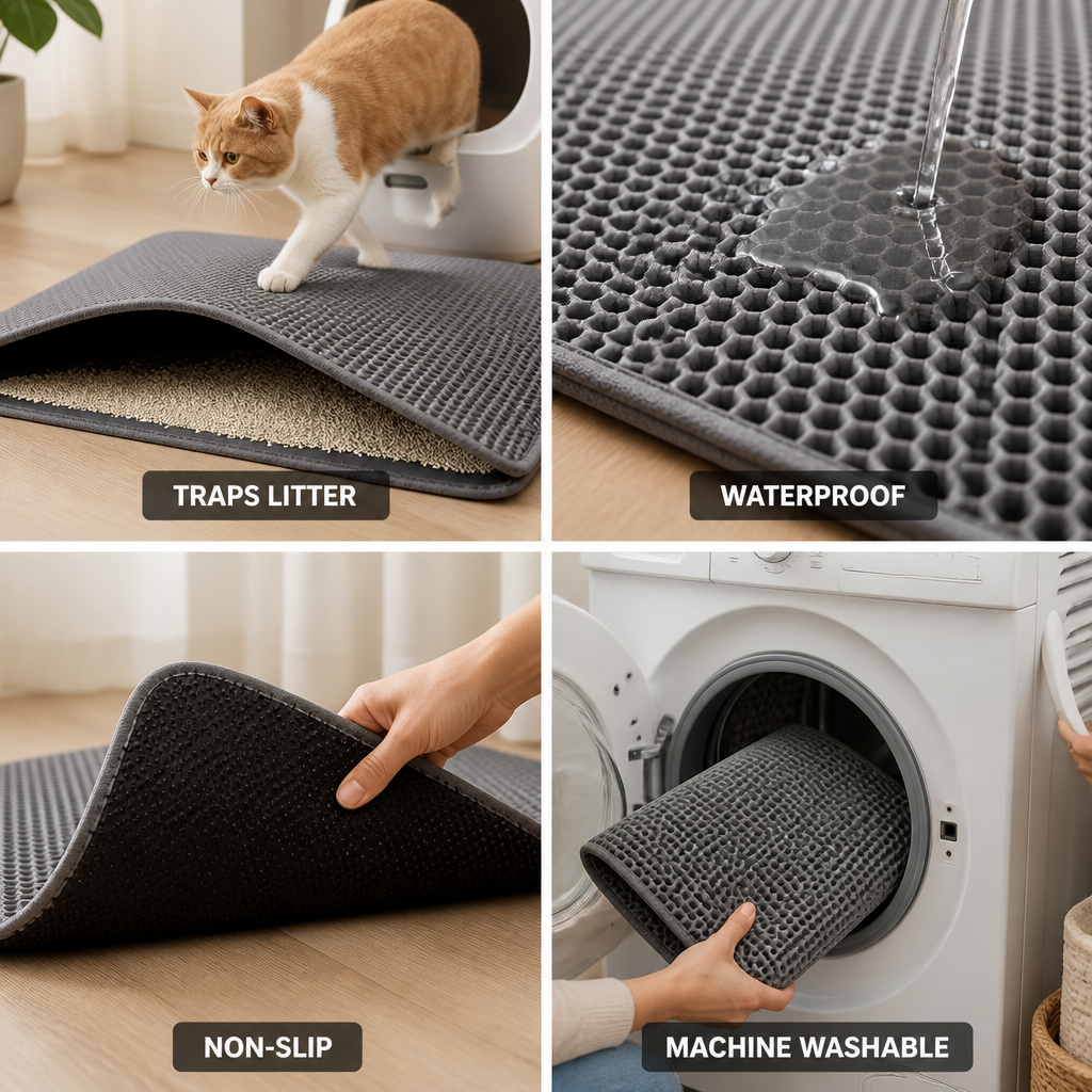 Ultimate Cat Litter Guard: Waterproof and Slip-Resistant Mat
