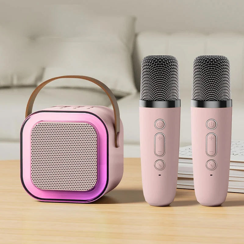 Portable Karaoke System with Dual Wireless Microphones