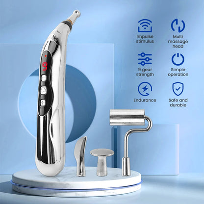 Microcurrent Massage Pen with 5 Attachments, 9 Intensity Settings & USB-C