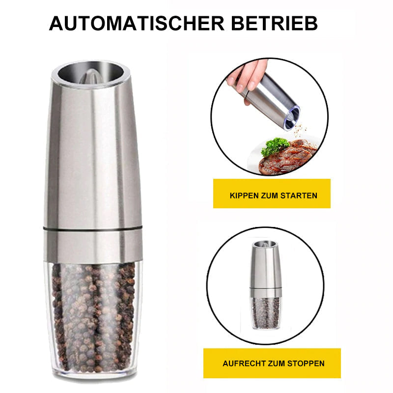 Electric Gravity-Driven Salt and Pepper Grinder