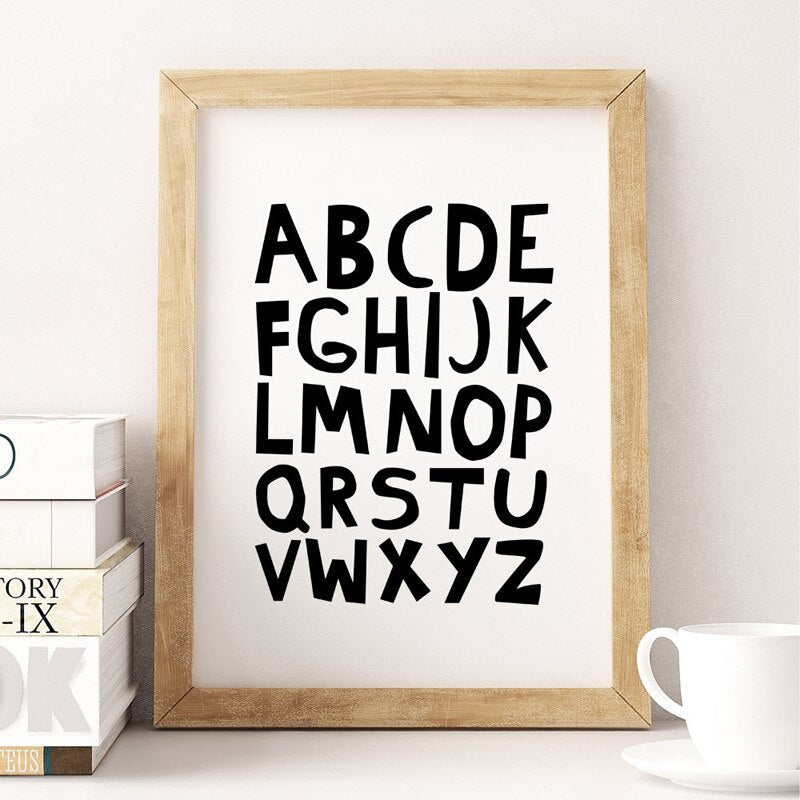 Canvas Art Print Featuring Alphabet Design for Wall Decoration