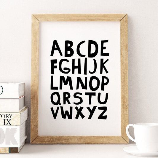 Canvas Art Print Featuring Alphabet Design for Wall Decoration