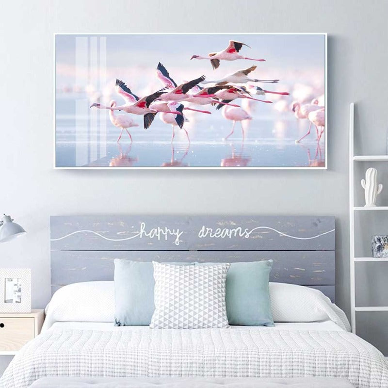 Canvas Painting of a Flamingo in a Lake - Wall Art Decor