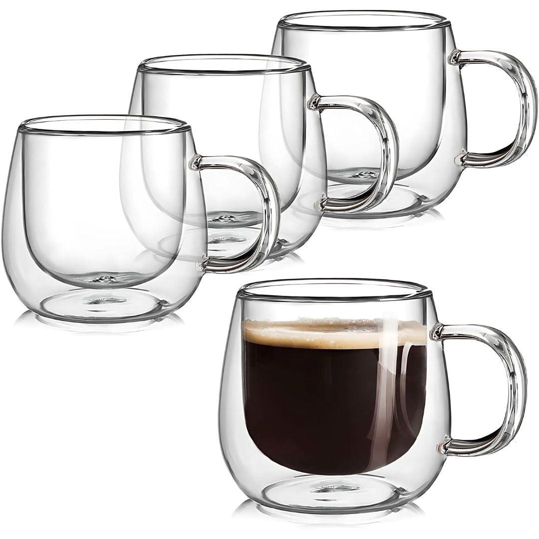 Insulated Coffee Mug Set – Double Wall Glass Design