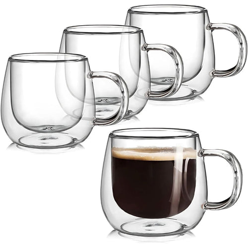 Insulated Coffee Mug Set – Double Wall Glass Design