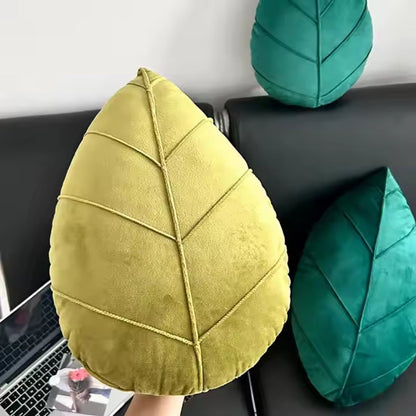 Nature's Embrace Leaf-Inspired Plush Pillow