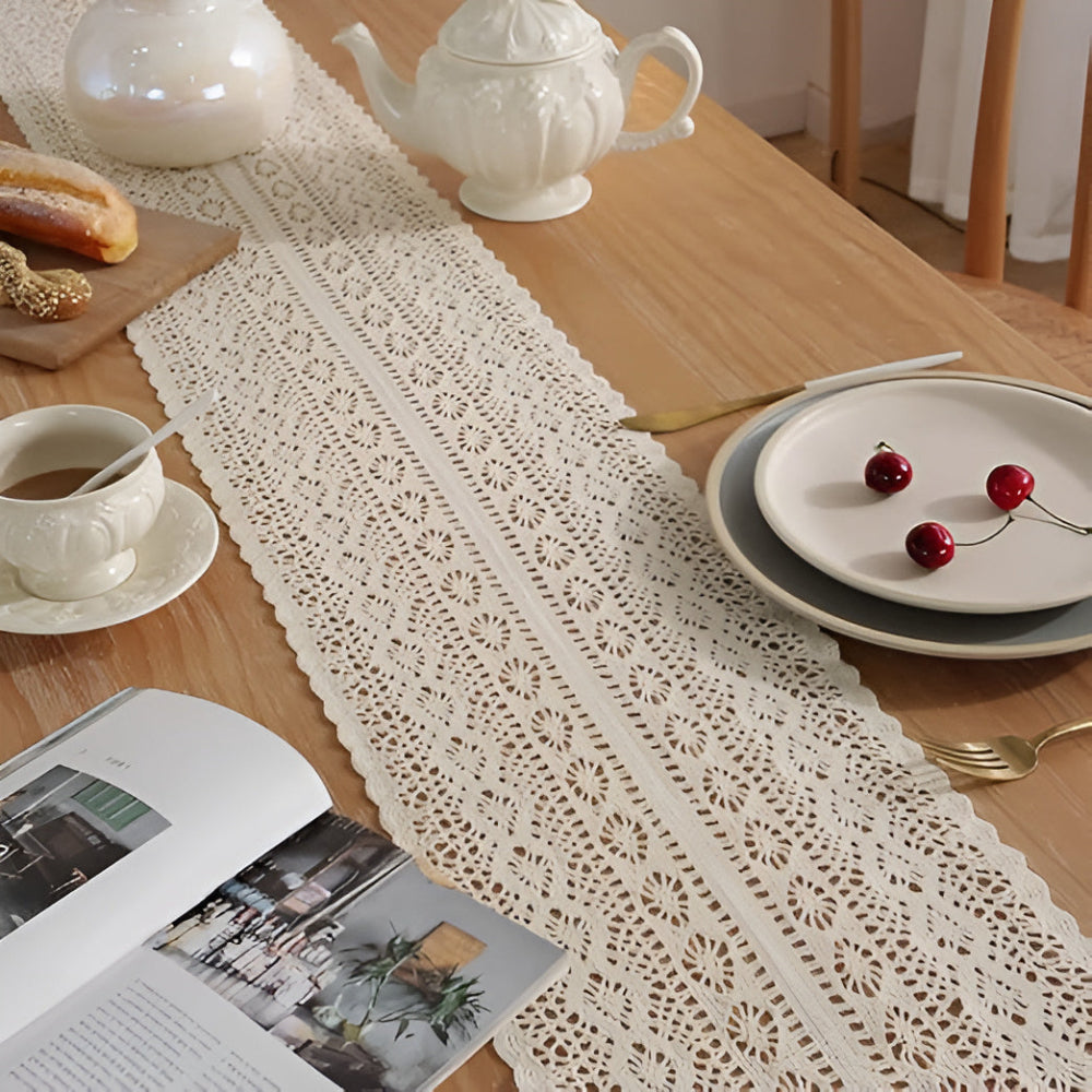 Charming Lace Table Runner for Rustic Elegance
