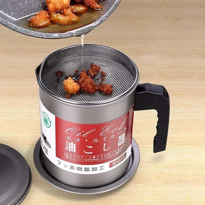 1.4L Stainless Steel Oil Strainer for Kitchen Use